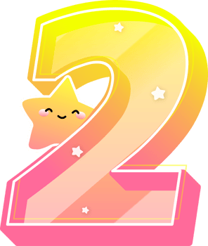 Number 2, Cute Star Alphabet Lettering png
