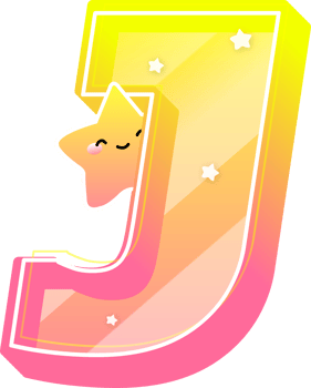 Letter J, Cute Star Alphabet Lettering png