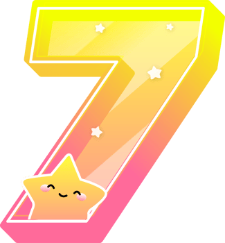 Number 7, Cute Star Alphabet Lettering png