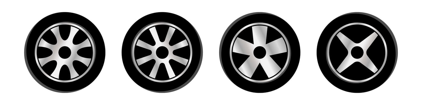 collection of car tire icons. modern design isolated on white background vector