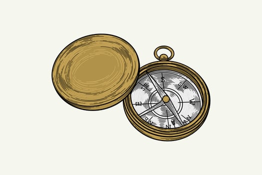 hand drawn compass colored illustration vector