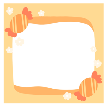 a frame with candy and flowers on it png