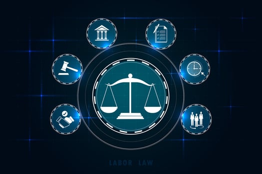 Internet law on Dark Blue blurred background.Cyber Law as digital legal services Labor law, Lawyer. vector