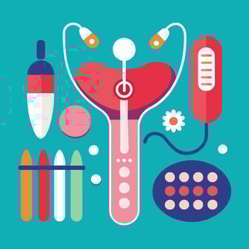 A flat design of a medical device and other items vector