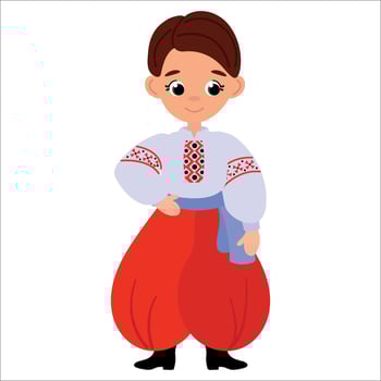 Ukrainian boy in pants. White background, isolate vector