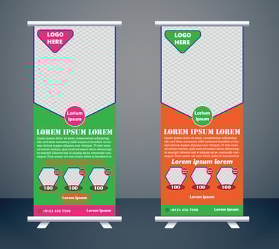 Roll up banner design template vector
