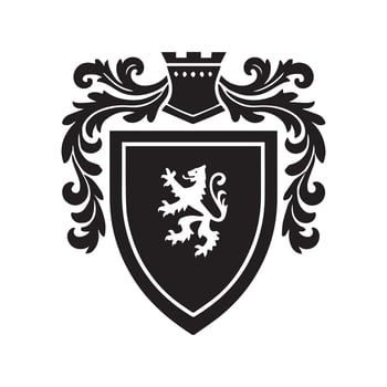 Medieval Heraldry Shield Clipart Design - Heraldry Shield illustration in black and white vector