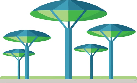 illustration of stylized trees with umbrella-shaped canopies vector