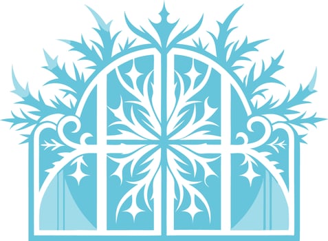 Stylish blue snowflake design with ornate details. vector