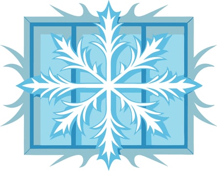 Stylized illustration of a blue snowflake design with sharp edges and intricate patterns vector