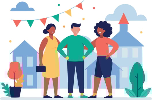 Community gathering with diverse individuals celebrating together vector