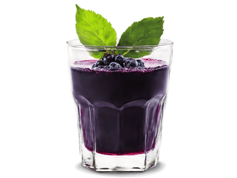 Aronia Juice Deep purple aronia juice in a modern angular glass aronia berries and leaves png