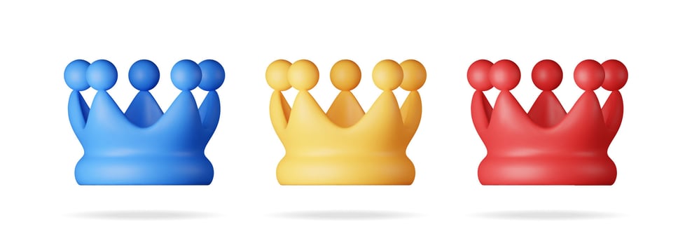 3D set of crown icon isolated on white. vector
