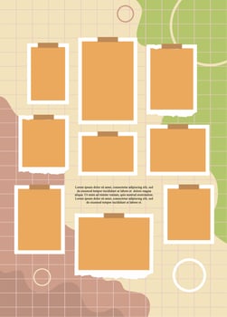 Pictures or photos frame collage, page grid layout abstract photo frames and digital photo wall template vector