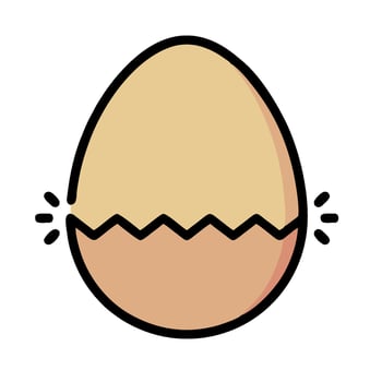 an egg with a crack in it is shown in a flat style vector