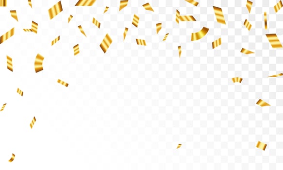 Gold confetti abstract pattern border frame, Bright festive tinsel of gold color. Valentines Day, Birthday, Holiday, New Year, Carnival festivity, confetti, vector