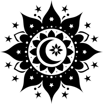 Enchanted Mandala with Stars and Crescent Moons. . png