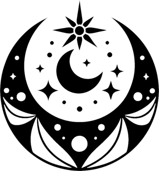 Mystical Mandala with Cosmic Moons and Stars. . png