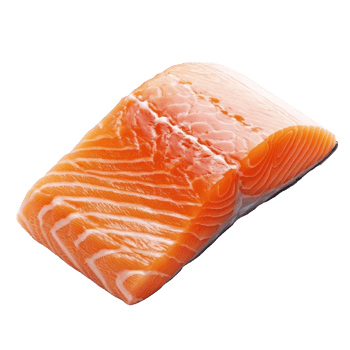 A vibrant, fresh salmon fish fillet isolated on a clean transparent background, ideal for culinary use or meal planning, fresh salmon fish fillet on transparent background png