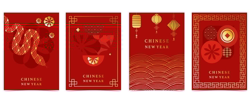 Happy Chinese New Year on red background with snake vector