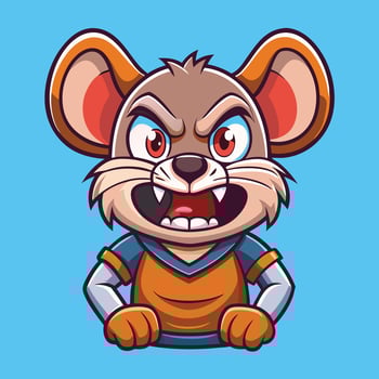 Cute and Angry Mouse Gaming Cartoon Character Illustration vector