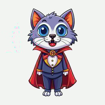 Adorable Cartoon Dracula Vampire Cat Icon Illustration with Cute Expression vector