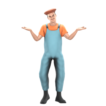 Cartoon Male Painter Model. A male painter shrugging his shoulders with a confused expression on his face. 3D Art Expert png