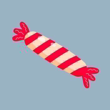 Christmas striped lollipop. Peppermint candy red and white wrapped. vector