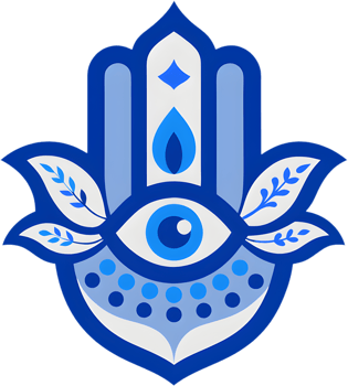 Beautifully adorned Hamsa amulet clipart, eye-catching detail. . png