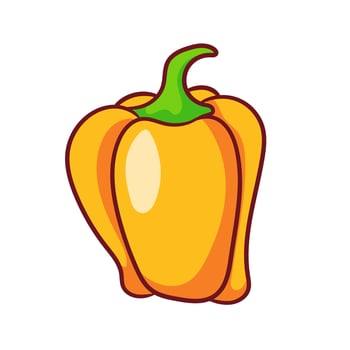 Delicious and fresh bell peppers in cartoon style. Plant Food Concept Design. Isolated White Background vector