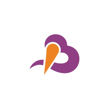 letter b purple ice cream cone symbol logo vector