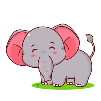 Cute elephant smiling cartoon . Adorable and kawaii animal concept design. Mascot, icon, logo illustration. Isolated white background vector