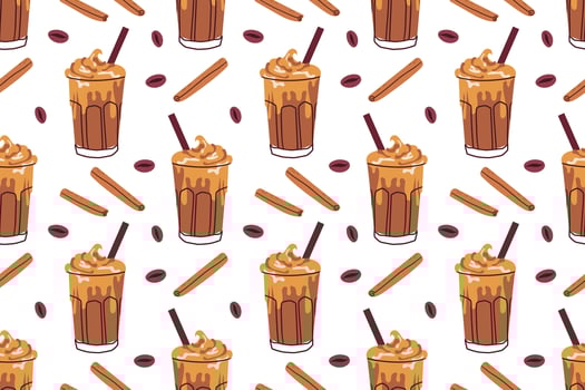 Hand drawn coffee cups for fabric, wallpapers, wrapping paper, cards and background. Morning coffee, doodle illustration. vector