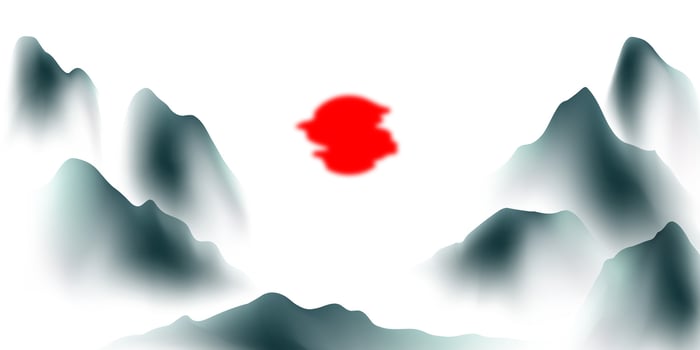 Modern design illustration of beautiful Chinese ink landscape painting. vector