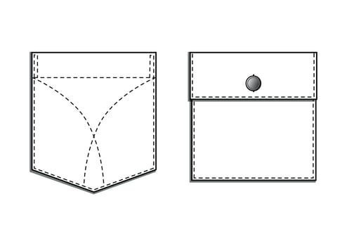 Pocket symbols. Black and white illustration. vector