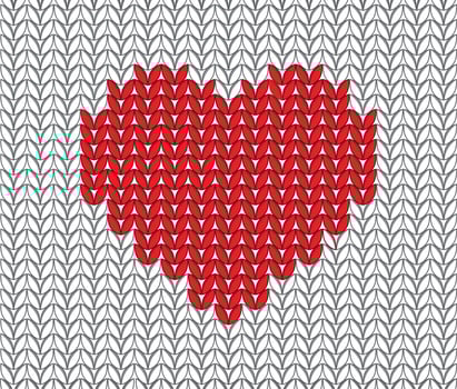 Hand drawn knitting pattern with heart vector
