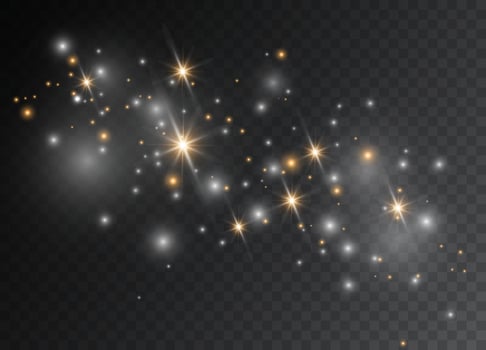 Light glow stars with shimmering dust particles for holidays vector