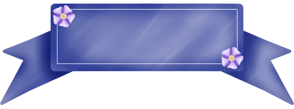 blue label for adding text or topic with purple flower png
