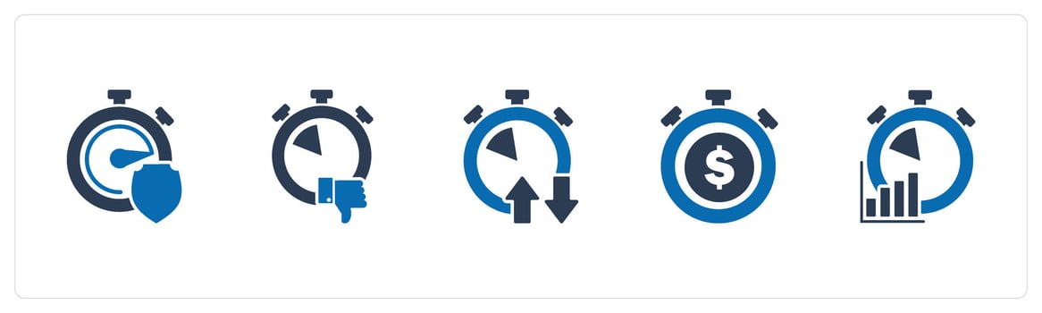 A set of 5 business icons as time security, like time, synchronize time vector