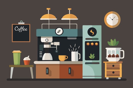 Coffee shop interior flat design illustration vector