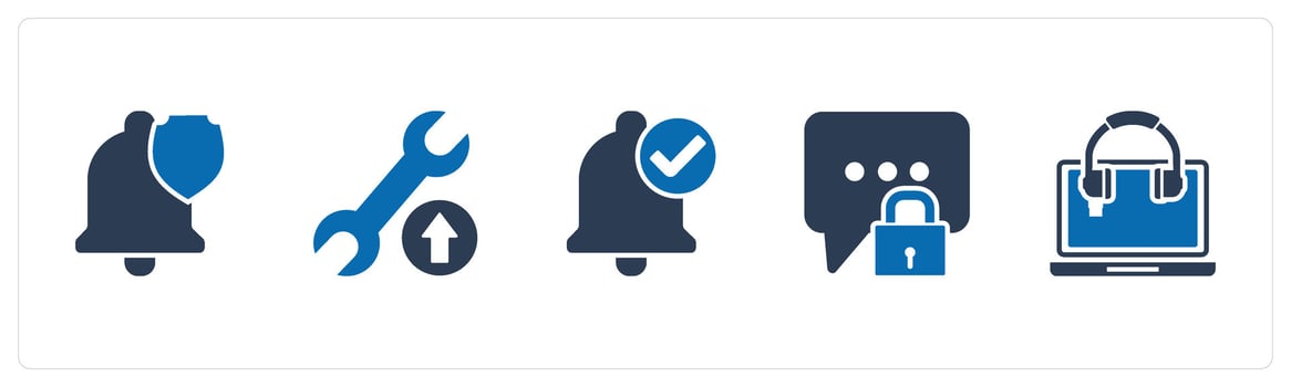 A set of 5 Contact icons as security, maintenance, right notification vector
