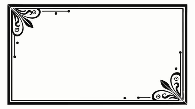 A black and white square frame with a scroll design vector