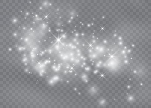 Bright stars and light glow with magic dust for holiday patterns vector
