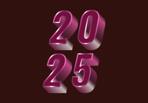 Happy New Year 2025 Design Realistic Decoration Purple Abstract Logo Symbol Illustration vector