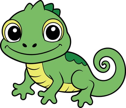 Green Cute Chameleon Illustration vector