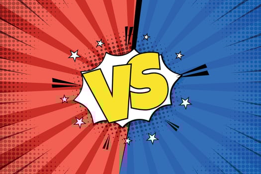 Comic book versus template background. Classic pop-art style. Superhero battle intro, halftone print texture. illustration EPS 10 vector