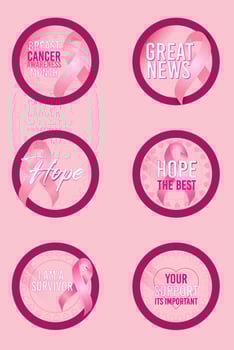 Breast Cancer awareness day circular badgets vector