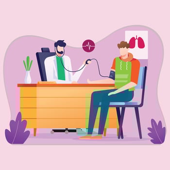 Male doctor examining a man,Stethoscope vector