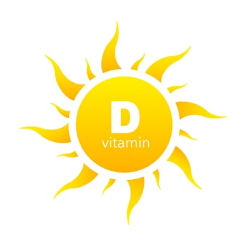 The sun and vitamin D. The power of vitamin D from the sun. illustration vector