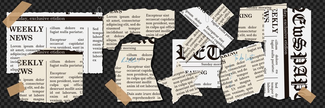 Set of old torn or ripped paper sheets. Scrapbook uneven edge, newspaper page split. Abstract realistic ornament or decoration clip art for social media banner. illustration. vector